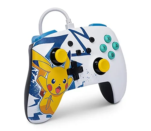 Manette filaire - PowerA - Nintendo Switch - Pikachu High Voltage - Blanc - Jaune - vue 3