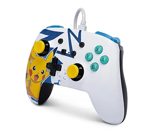 Manette filaire - PowerA - Nintendo Switch - Pikachu High Voltage - Blanc - Jaune - vue 5