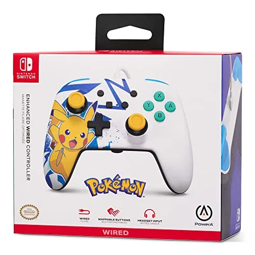 Manette filaire - PowerA - Nintendo Switch - Pikachu High Voltage - Blanc - Jaune - vue 9
