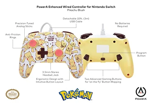 Manette filaire PowerA Pikachu Blush pour Nintendo Switch - vue 2