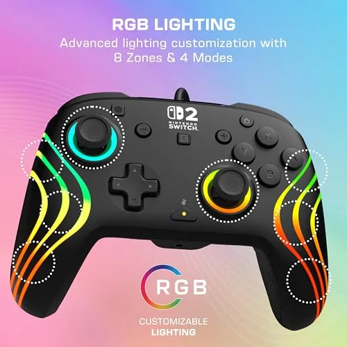 Manette Gaming filaire RGB - TURTLE BEACH - Afterglow Wave pour Nintendo Switch 2 - Noir - vue 3