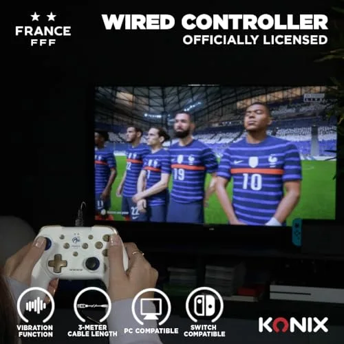 Manette - KONIX - Blanc - Switch et PC - Sous Licence Officielle FFF - vue 4