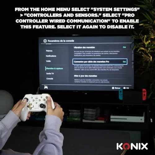 Manette - KONIX - Blanc - Switch et PC - Sous Licence Officielle FFF - vue 5