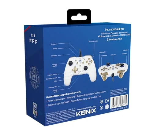 Manette - KONIX - Blanc - Switch et PC - Sous Licence Officielle FFF - vue 9