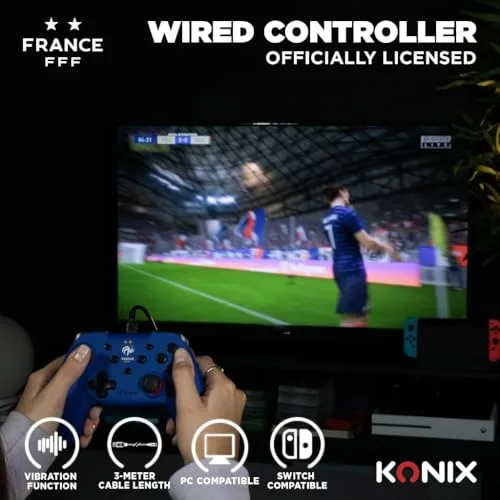 Manette - KONIX - Bleu - Switch et PC - Sous Licence Officielle FFF - vue 2