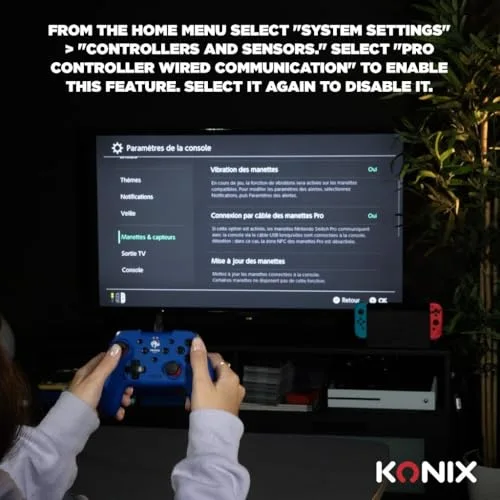 Manette - KONIX - Bleu - Switch et PC - Sous Licence Officielle FFF - vue 3