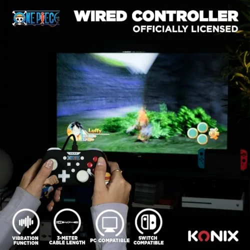 Manette - Konix - One Piece - Filaire - 3 m - Motif Luffy - Nintendo Switch - vue 2