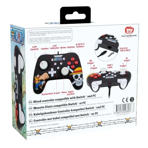 Manette - Konix - One Piece - Filaire - 3 m - Motif Luffy - Nintendo Switch - vue 6