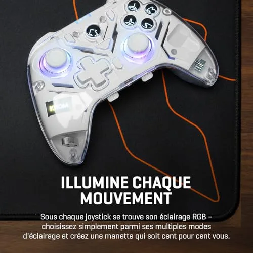 Manette Krom Krystal Bluetooth 5.0 RGB Transparente - vue 4