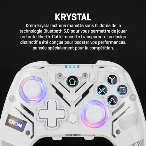 Manette Krom Krystal Bluetooth 5.0 RGB Transparente - vue 6
