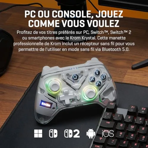 Manette Krom Krystal Bluetooth 5.0 RGB Transparente - vue 7