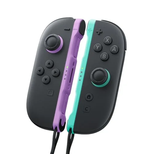 Manette Nintendo Joy-Con 2 Violet/Vert avec sangles - vue 3