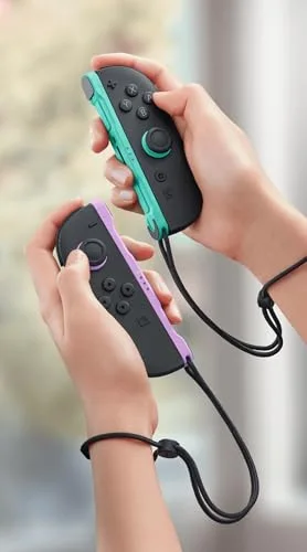 Manette Nintendo Joy-Con 2 Violet/Vert avec sangles - vue 6