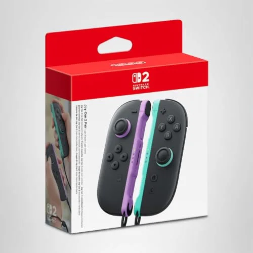 Manette Nintendo Joy-Con 2 Violet/Vert avec sangles - vue 9