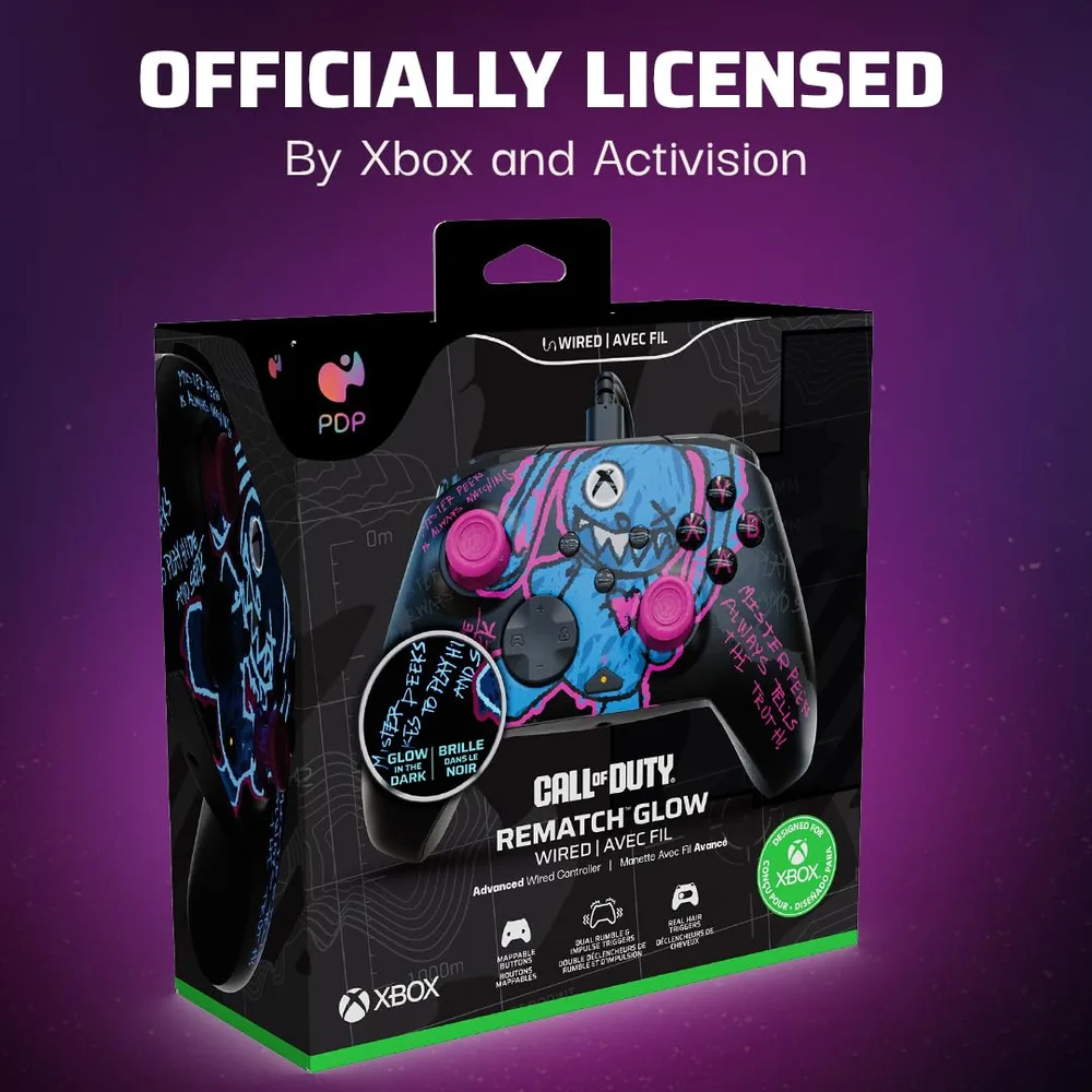 Manette PDP Rematch Glow Mister Peeks Filaire Xbox - vue 3