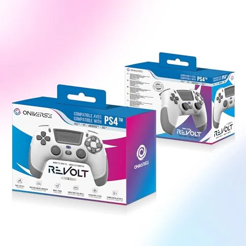 Manette sans fil Oniverse Revolt pour PS4 PC et Mobile Bluetooth Blanc Lune - vue 7