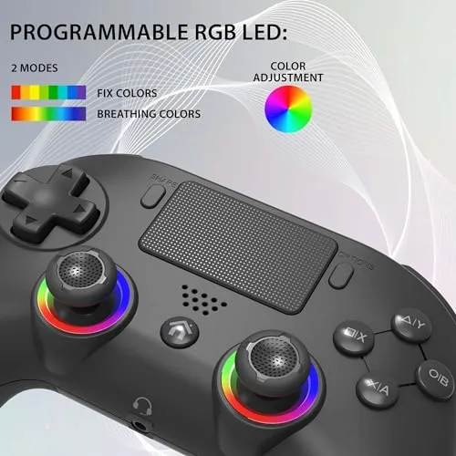 Manette sans fil - SUBSONIC - PS4 - LED - Vibrations - Prise casque - Noir - vue 2
