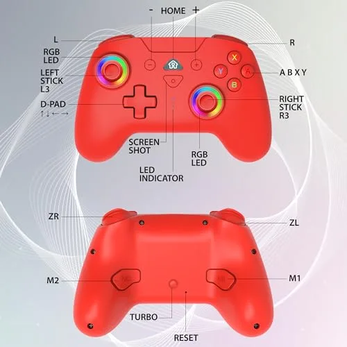 Manette sans fil - SUBSONIC - Switch 2 / Switch - LEDs programmables - Vibrations - Gyroscope - Rouge - vue 2