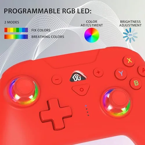 Manette sans fil - SUBSONIC - Switch 2 / Switch - LEDs programmables - Vibrations - Gyroscope - Rouge - vue 5