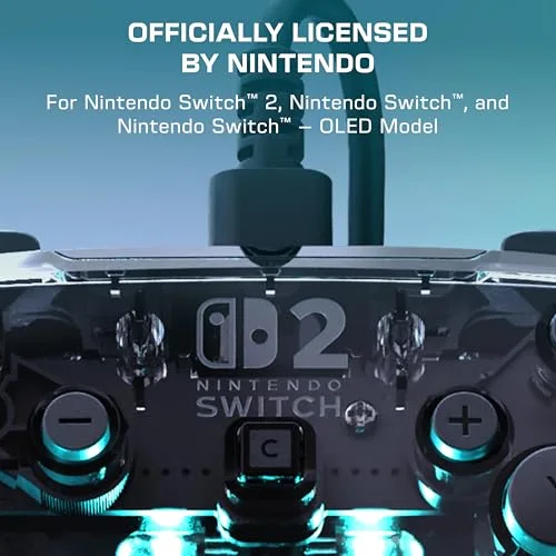 Manette Turtle Beach Afterglow Switch 2 RGB Filaire Transparente - vue 2