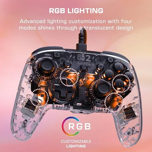 Manette Turtle Beach Afterglow Switch 2 RGB Filaire Transparente - vue 4