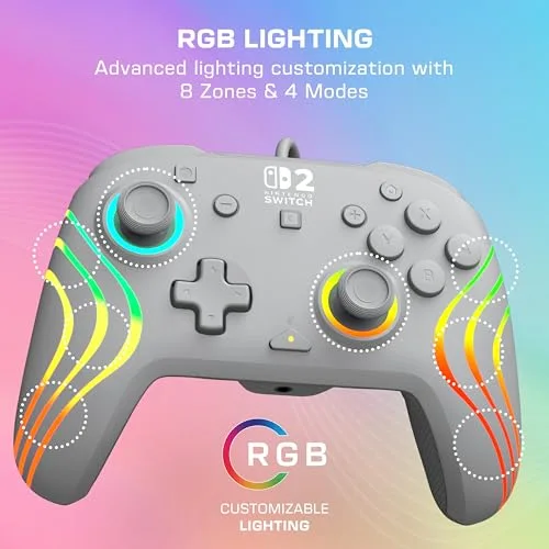 Manette Turtle Beach Afterglow Wave Gris RGB filaire Switch 2 - vue 4