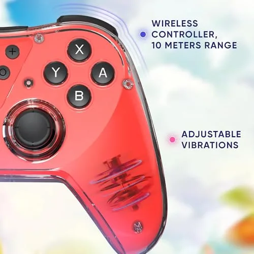 Pack 2 en 1 Manette Sans Fil - ONIVERSE - Astralite - Rouge - Vibrations Réglables - Gyroscope 6 Axes - vue 4