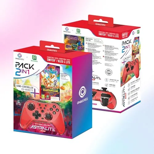 Pack 2 en 1 Manette Sans Fil - ONIVERSE - Astralite - Rouge - Vibrations Réglables - Gyroscope 6 Axes - vue 6