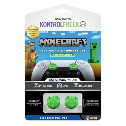Pack de 2 Minecraft Performance Thumbsticks - STEELSERIES - KontrolFreek - Creeper Edtion - Pour manettes PS5PS4 - Vert - vue 6