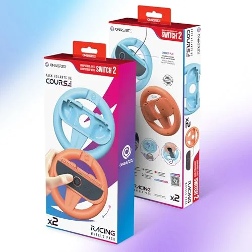 Pack de 2 Volants de Course pour Nintendo Switch 2 - Oniverse - Accessoires pour Mario Kart Supports Volant Orange et - vue 7