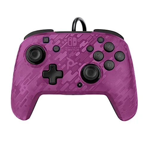 PDP Afterglow Manette Filaire Camouflage Violet Pour Nintendo Switch - Licence Officielle - Port Jack Audio - vue 2