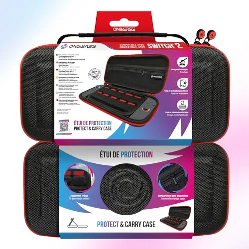Pochette de Protection pour Nintendo Switch 2 - Oniverse - Housse Etui Rigide à Poignée Emplacements Jeux Filet de - vue 7