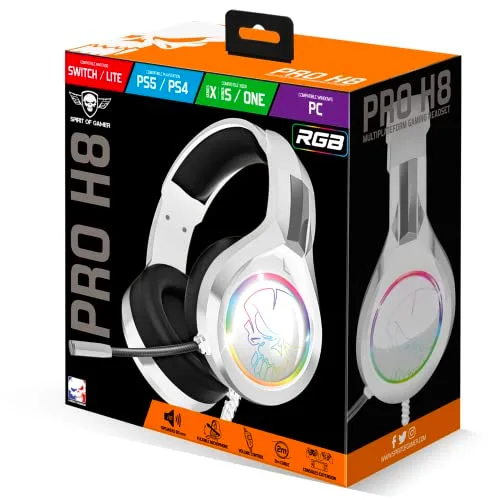 SPIRIT OF GAMER PRO H8 Casque Gaming Blanc RGB - vue 8
