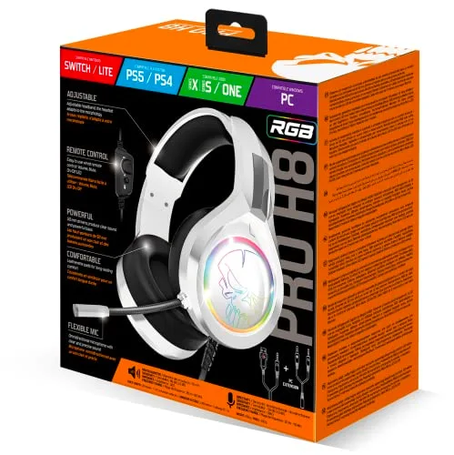 SPIRIT OF GAMER PRO H8 Casque Gaming Blanc RGB - vue 9