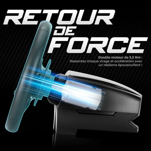 SPIRIT OF GAMER - VOLANT MULTIPLATEFORME A RETOUR DE FORCE RACE WHEEL FORCE 1080RS - vue 4