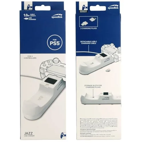 Station de Charge JAZZ USB Double pour Manette PS5 Blanche - vue 9
