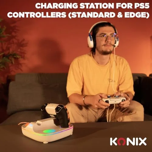Station de charge Konix 61889000107 RGB DualSense PS5 Blanc - vue 3