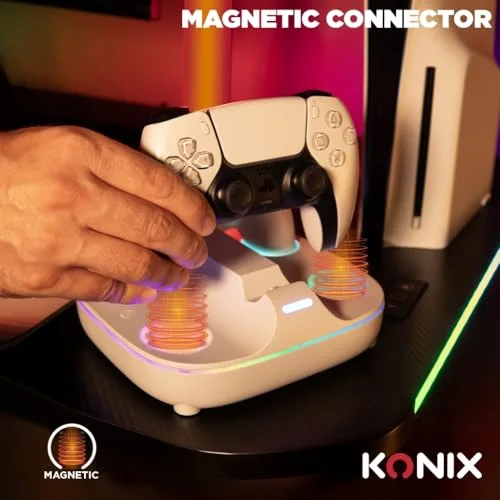 Station de charge Konix 61889000107 RGB DualSense PS5 Blanc - vue 6