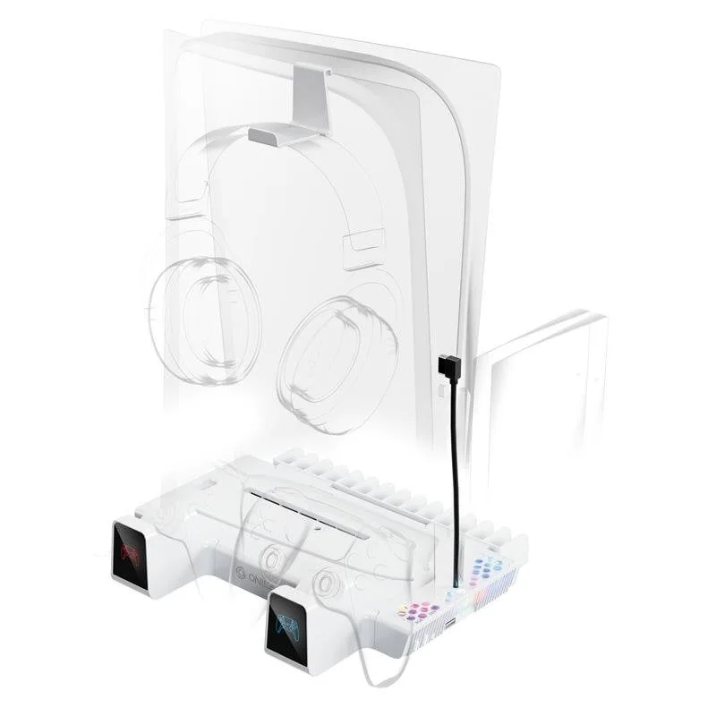 Station de charge ONiVERSE Nexus 5 PS5 LED blanche