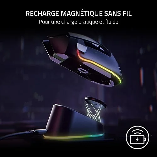 Station de chargement - Razer - Basilisk v3 Pro - Charge sans fil - Éclairage Chroma RGB - Design moderne - vue 2