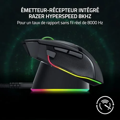 Station de chargement - Razer - Basilisk v3 Pro - Charge sans fil - Éclairage Chroma RGB - Design moderne - vue 3