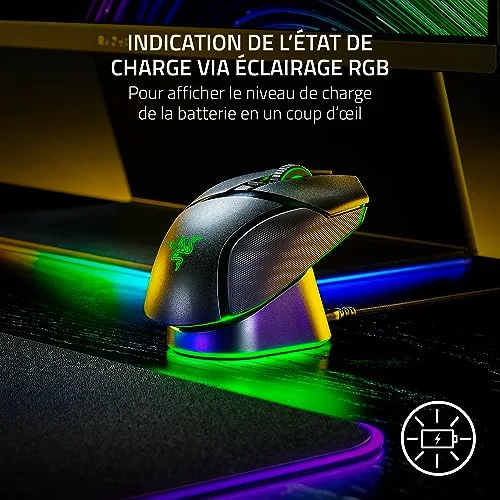 Station de chargement - Razer - Basilisk v3 Pro - Charge sans fil - Éclairage Chroma RGB - Design moderne - vue 5