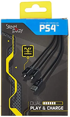 STEELPLAY Câble Dual Play & Charge - Pour manettes PS4 - Longueur : 3m - vue 3