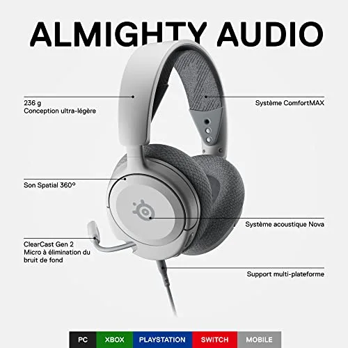 SteelSeries Arctis Nova 1 Blanc - vue 3