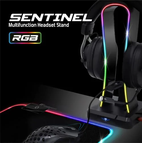 Support Casque Gaming - SPIRIT OF GAMER - SENTINEL - 11 Effets Lumineux - Hub USB - Compatible PC/PS4/Xbox - vue 4
