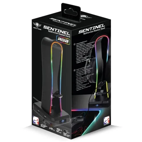 Support Casque Gaming - SPIRIT OF GAMER - SENTINEL - 11 Effets Lumineux - Hub USB - Compatible PC/PS4/Xbox - vue 6