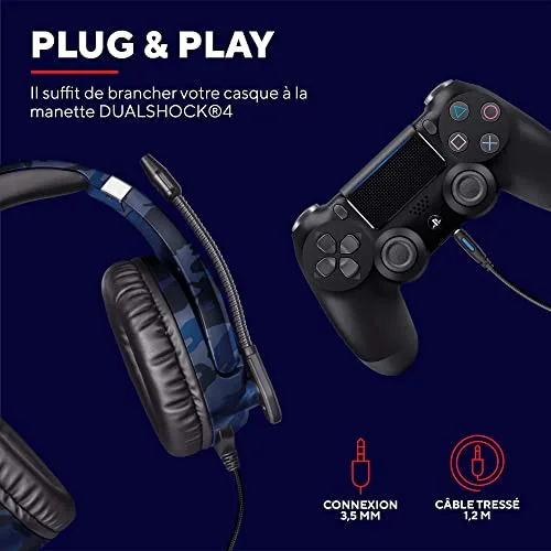 Trust Gaming Casque Gamer PS4 et PS5 avec Licence Officielle pour Playstation GXT 488 Forze-B Microphone Flexible - vue 4