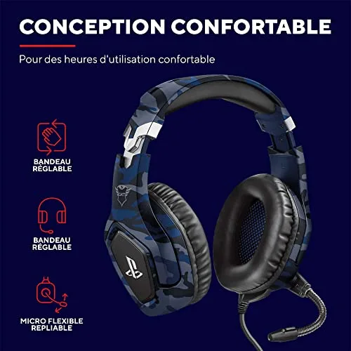 Trust Gaming Casque Gamer PS4 et PS5 avec Licence Officielle pour Playstation GXT 488 Forze-B Microphone Flexible - vue 5