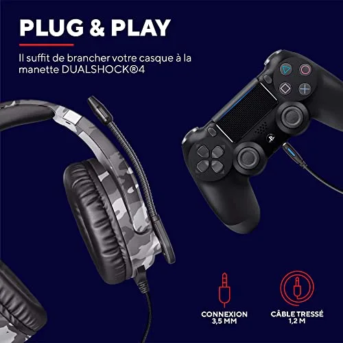 Trust Gaming Casque Gamer PS4 et PS5 avec Licence Officielle pour Playstation GXT 488 Forze-G Microphone Flexible - vue 4