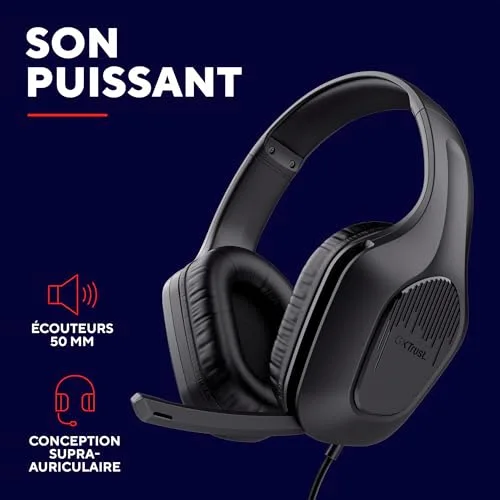 Trust GXT 418 Rayne Casque Gaming Léger pour PC Xbox PS4 PS5 Switch Mobile Transducteurs 50 mm Jack 3.5 mm Câble de 2 m - vue 5